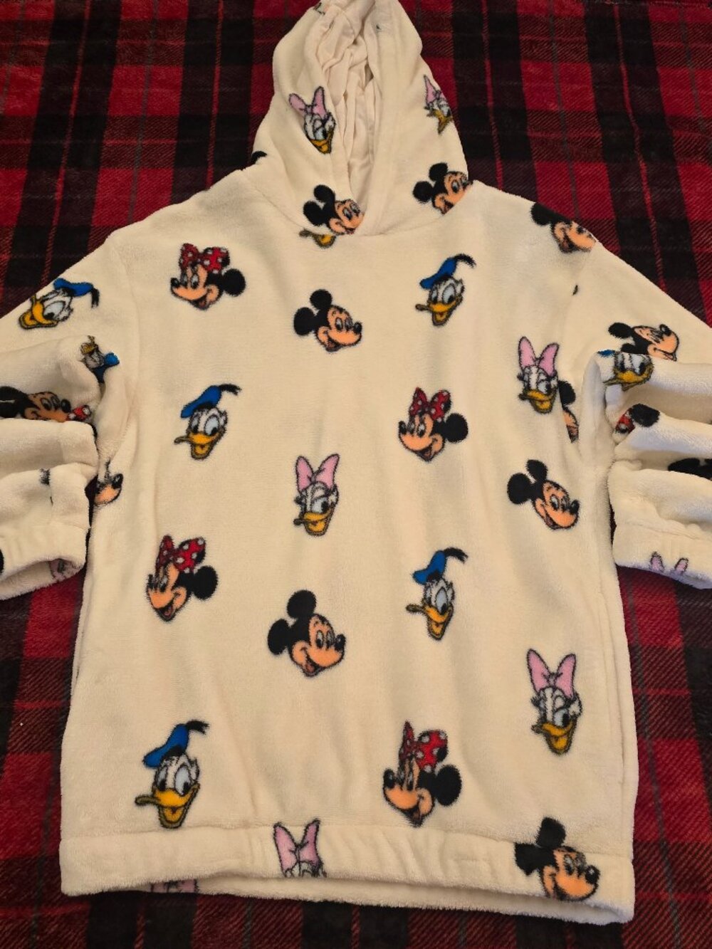 Disney Mickey & Friends Fleece Hoodie White Cream Medium